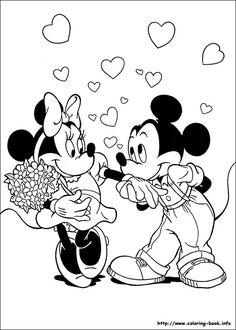 Mickey and Mouse valentine coloring page for kids