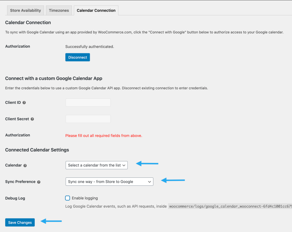 Calendar Settings