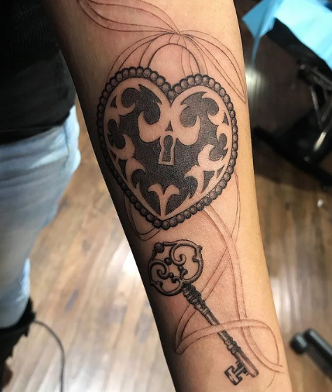 Heart Locket And Key Tattoo