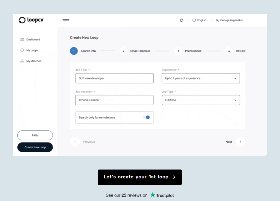 Loopcv dashboard