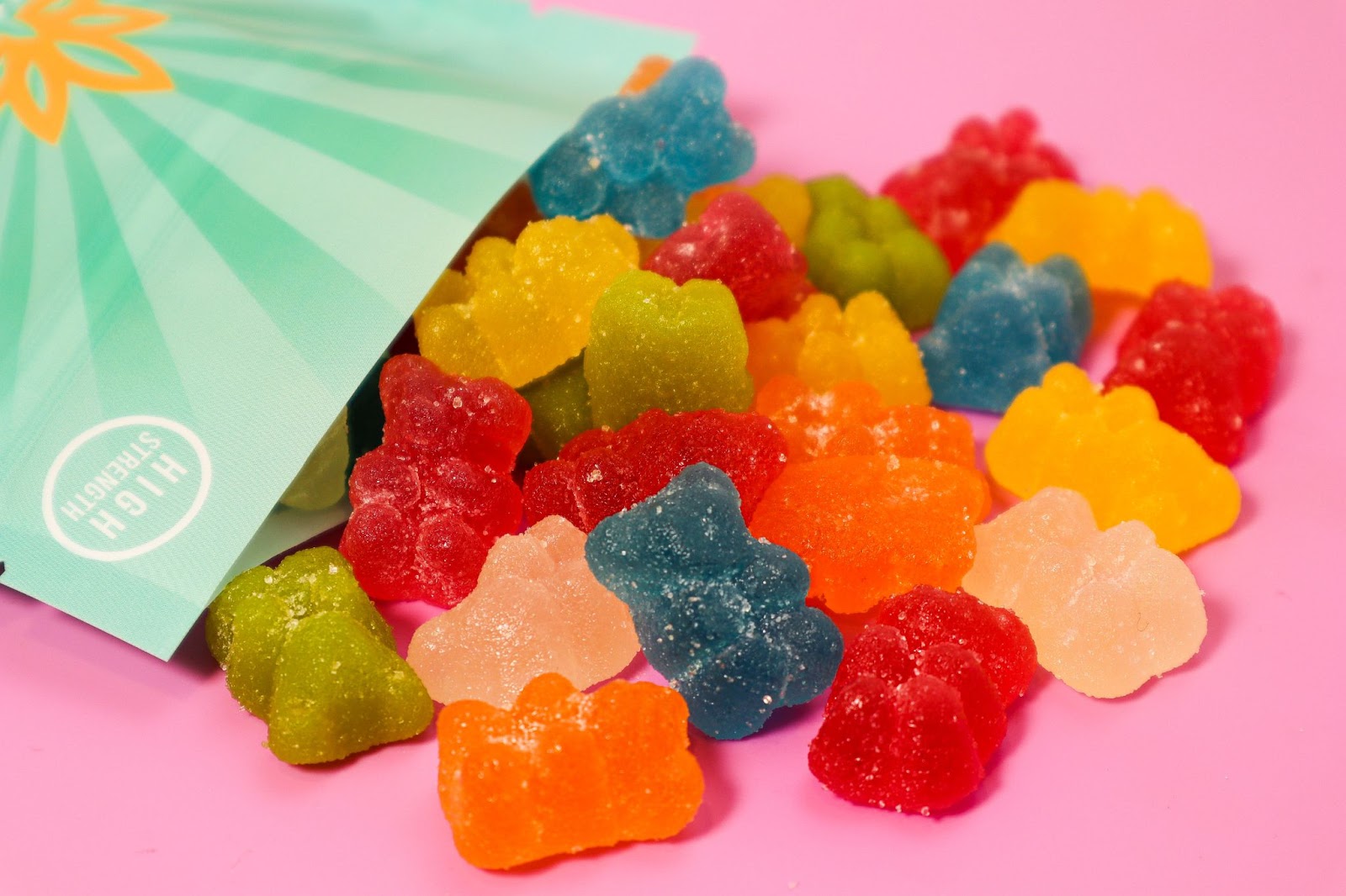 a colorful pack of CBD gummy bears 