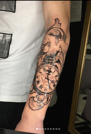  Amazing Dove With Compass Tattoo Design