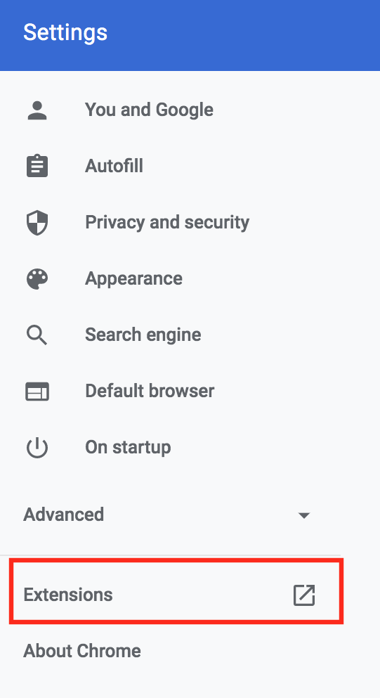 google chrome extensions button