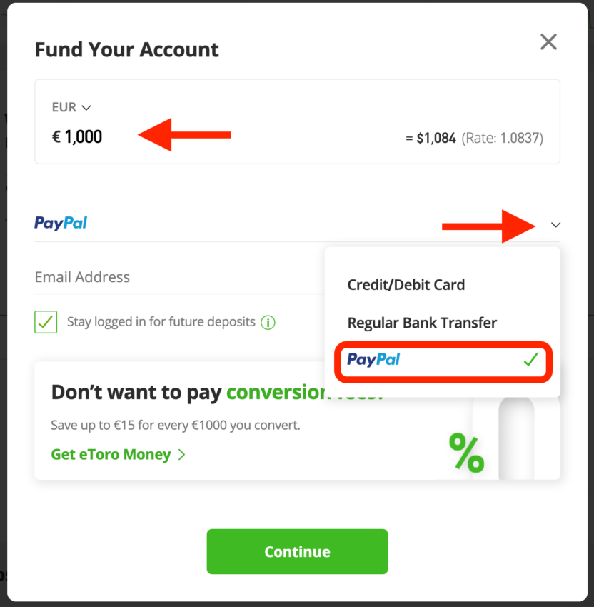 Cómo comprar Bitcoin con PayPal financiación de eToro