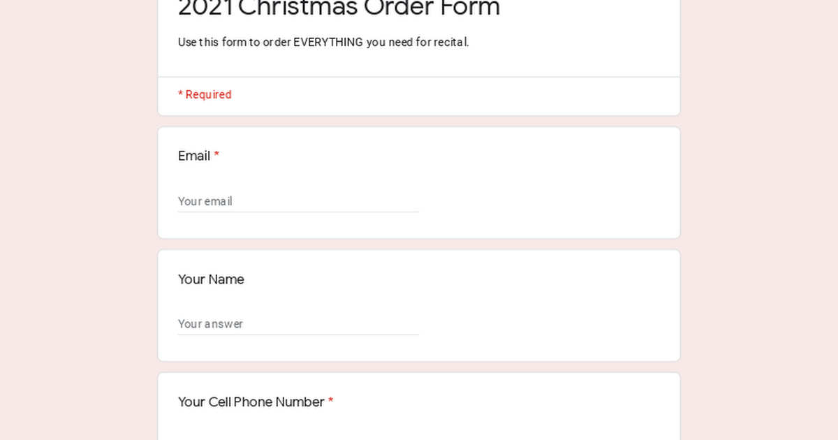 2021 Christmas Order Form