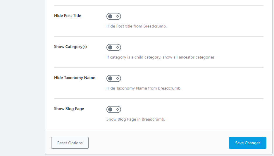 display settings in rank math's breadcrumb's section