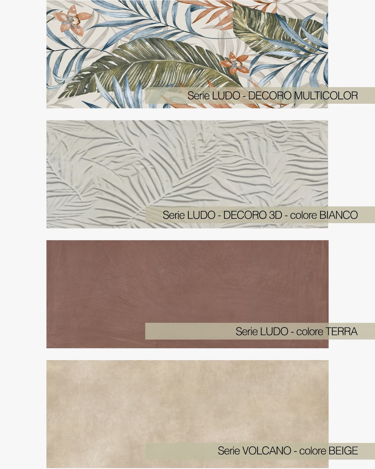 Selected ceramic coverings for the bathroom: Volcano and Ludo series