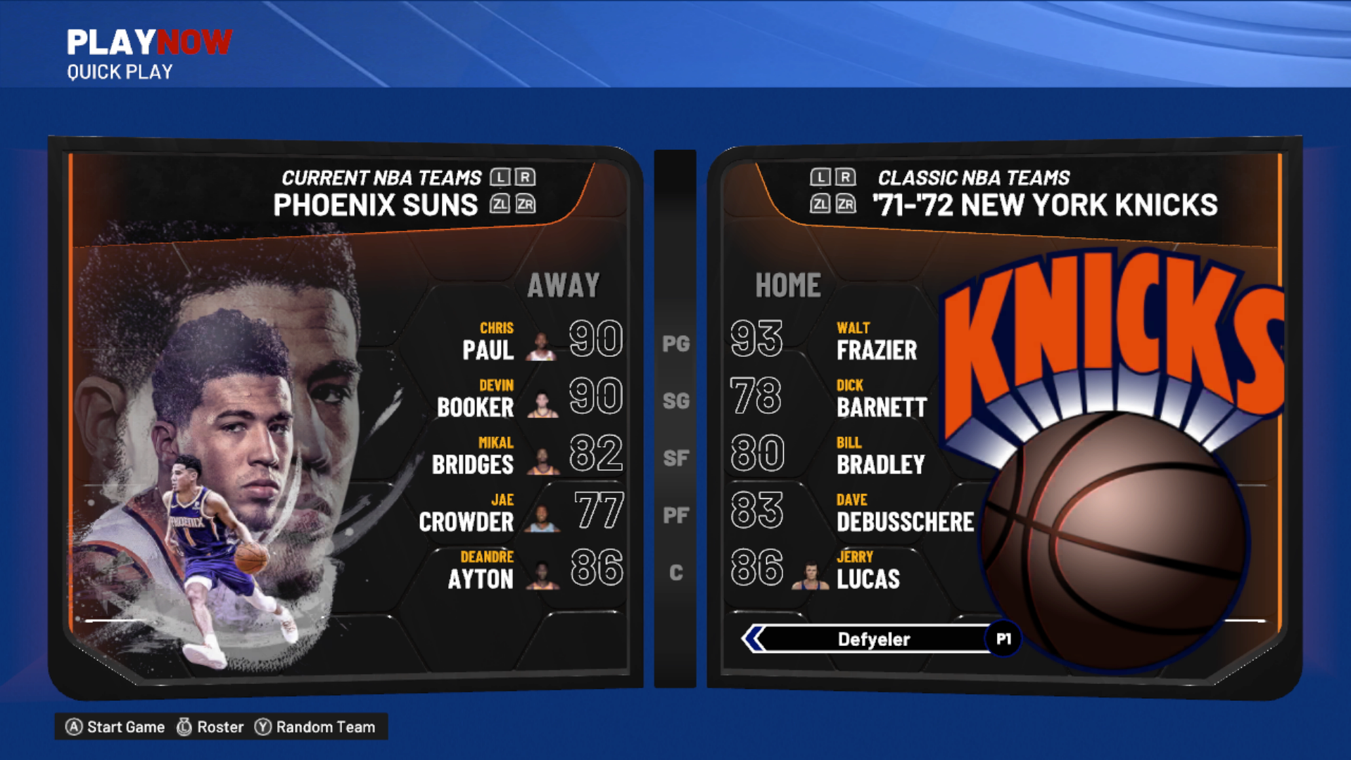 NBA 2K22 Team Select