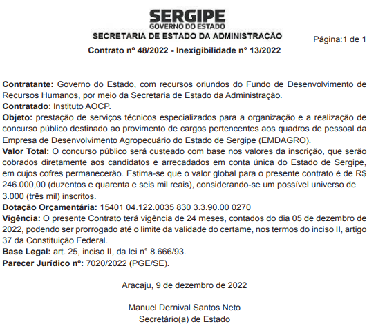 Concurso EMDAGRO SE: Banca definida!