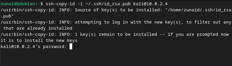 copying public key to remote server