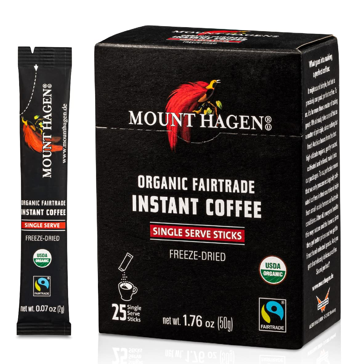 
Mount Hagen 25 Count Single Serve Instant Coffee Packets 