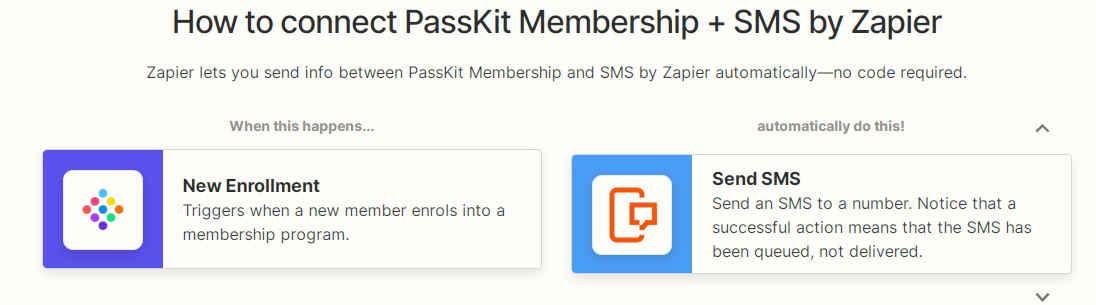 automate sms workflows with PassKit and Zapier