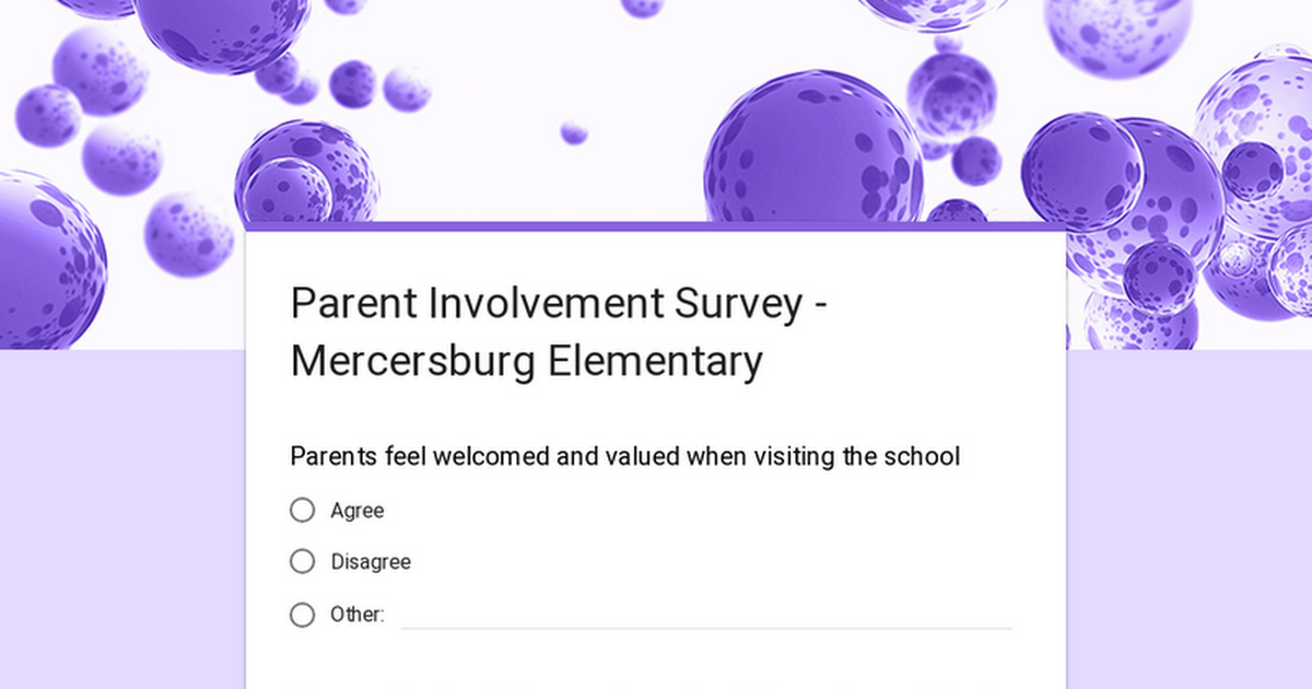 Parent Involvement Survey - Mercersburg Elementary