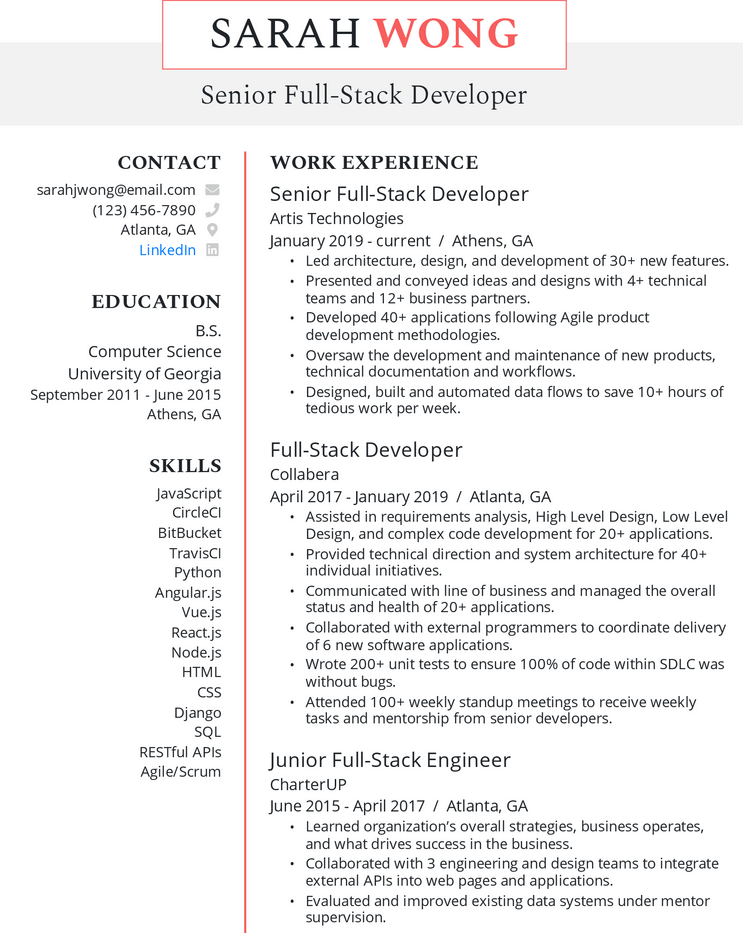 Full Stack Developer Resume