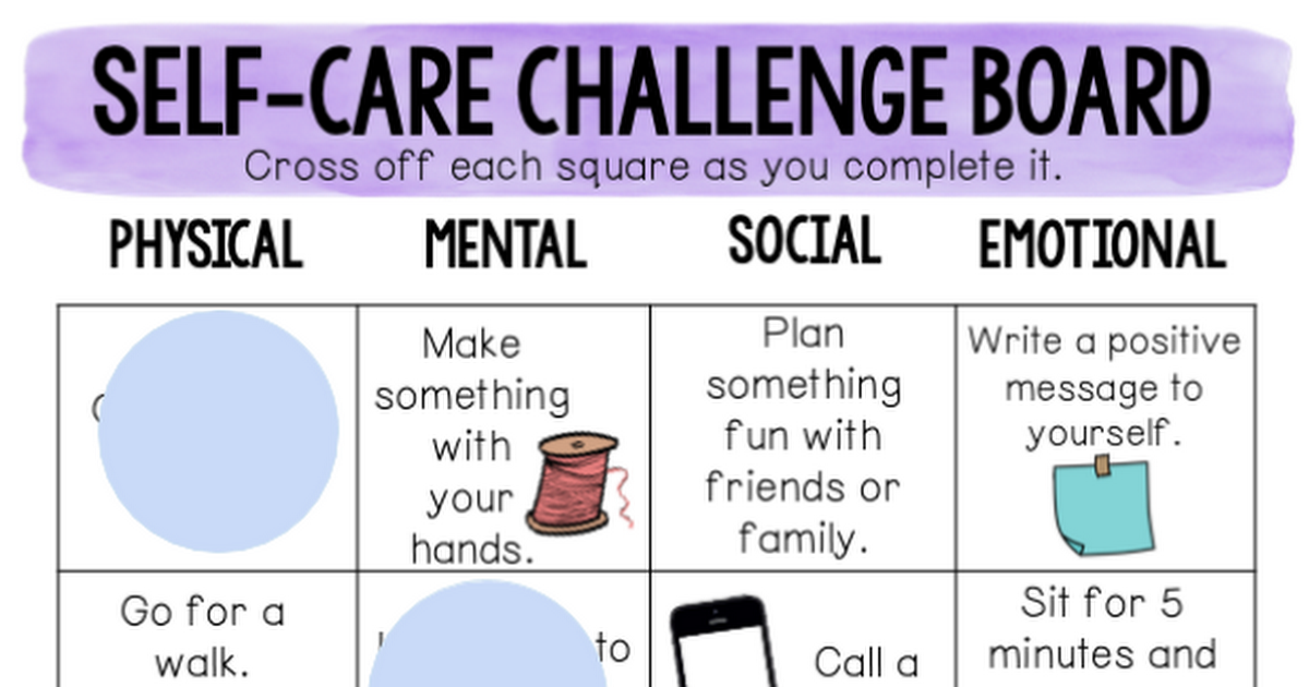 Self Care Challenge Board
