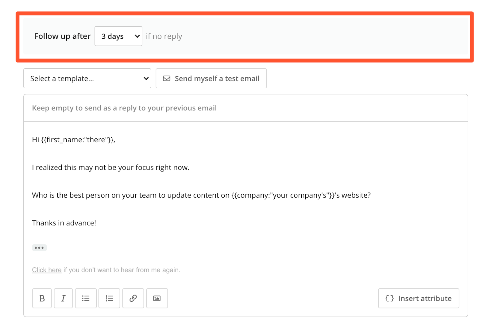 Follow-up email template example