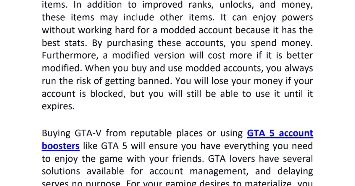 Top Benefits Of Buying GTA Modded Accounts.pdf - Google Drive