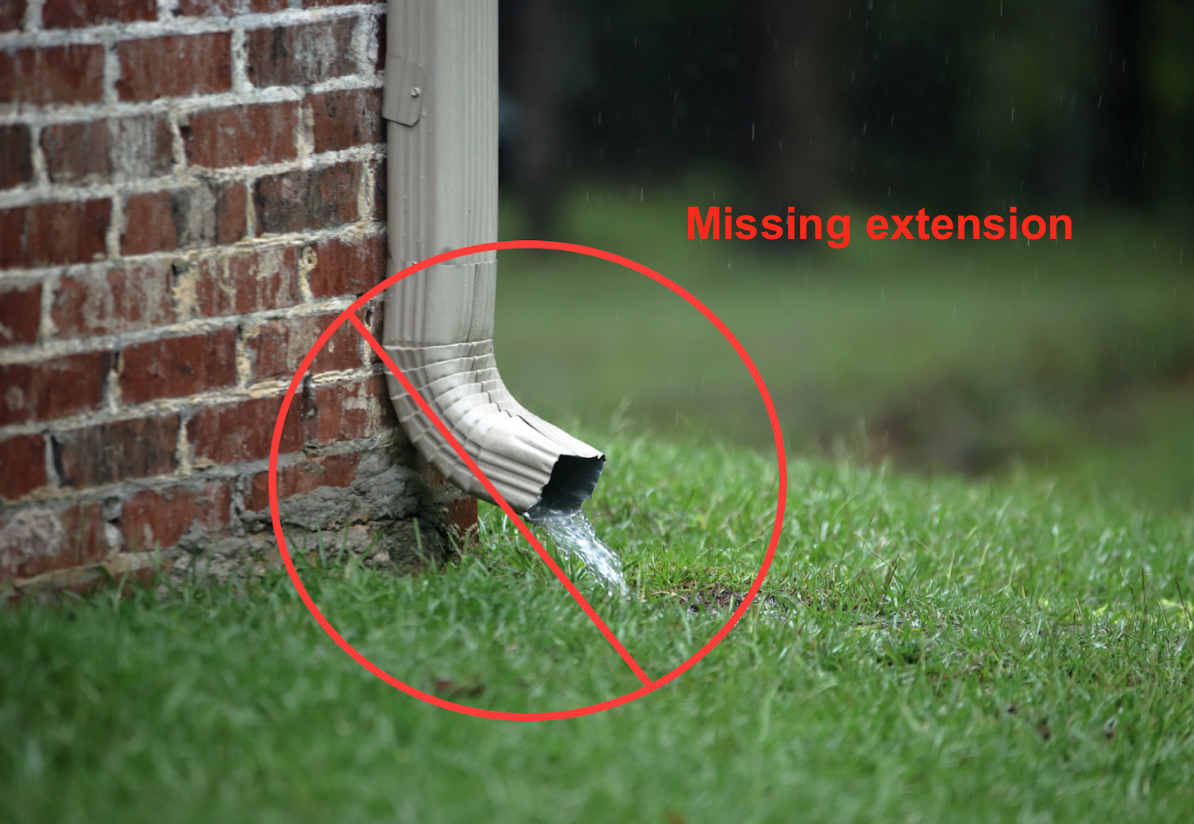 missing downspout extension