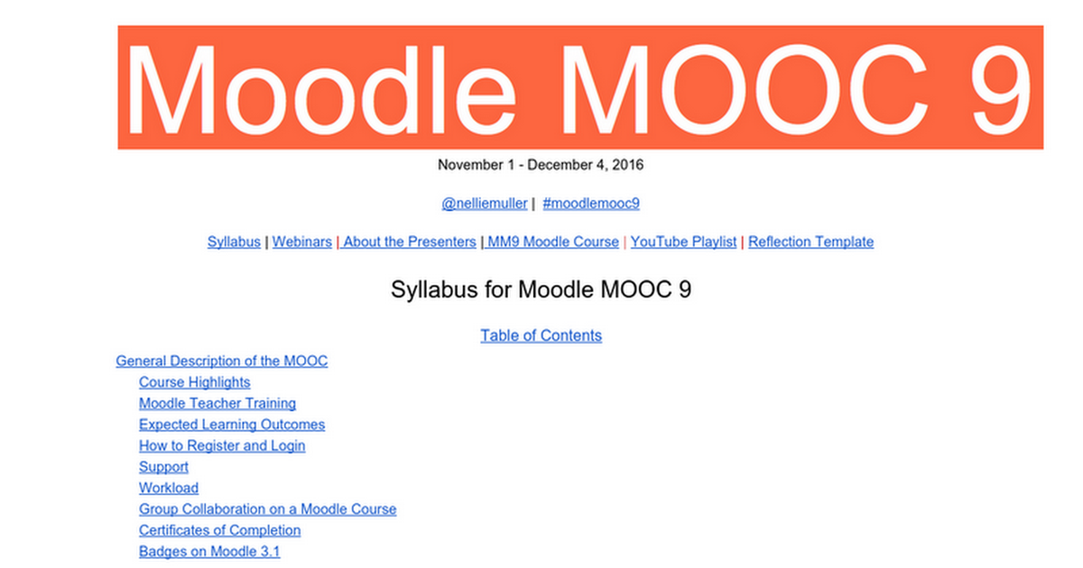 Moodle MOOC 9 November 2016