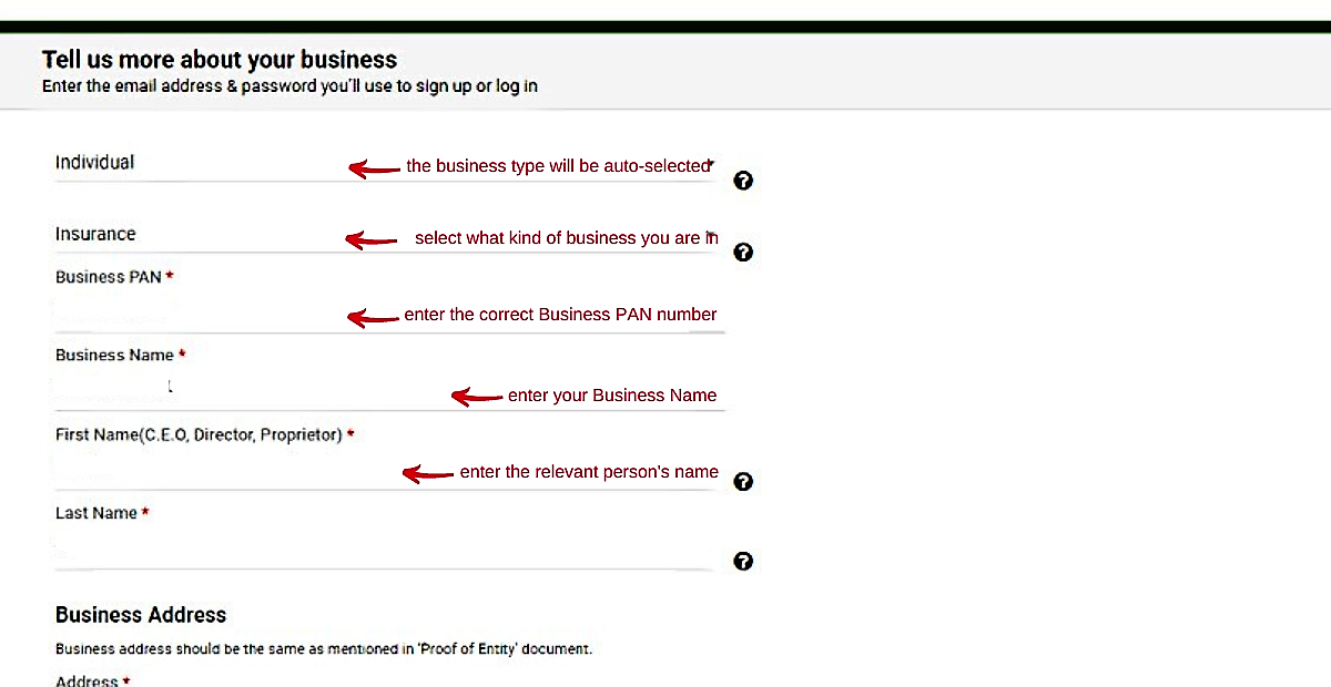 provide full details about your business for MTNL DLT registration