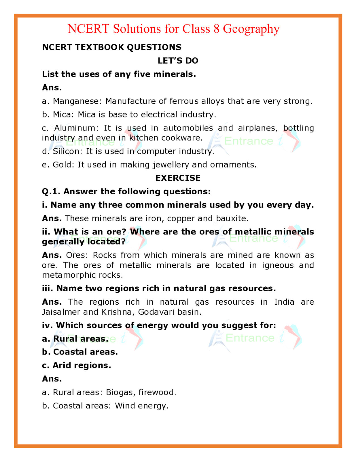 Ch 3 online geo class 8