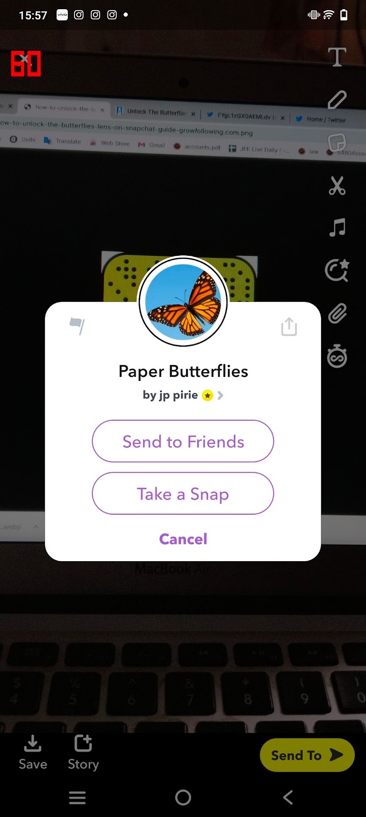 Open the Snapchat mobile app