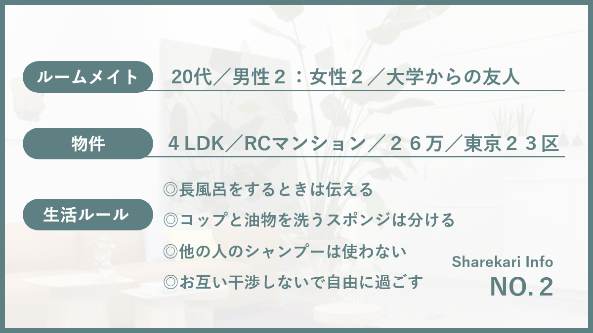 ルーフトップ付の４ldkを 友人４人で借りて始めるルームシェア生活 後編 シェアカリ