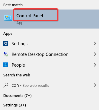 control panel