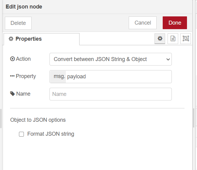 Properties Of The JSON Node.