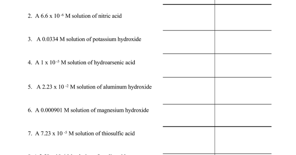 Worksheets Ph And Poh Calculations Worksheet ph and poh calc ws 1 google docs