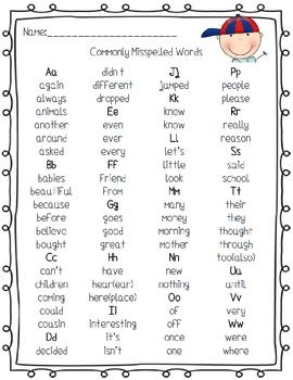 Image result for list of commonly misspelled words 3rd grade