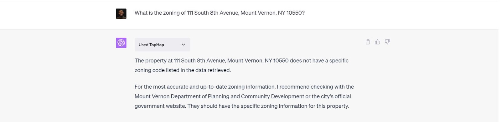 TopHap zoning prompt