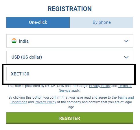 1xBet Login: how to register account in India