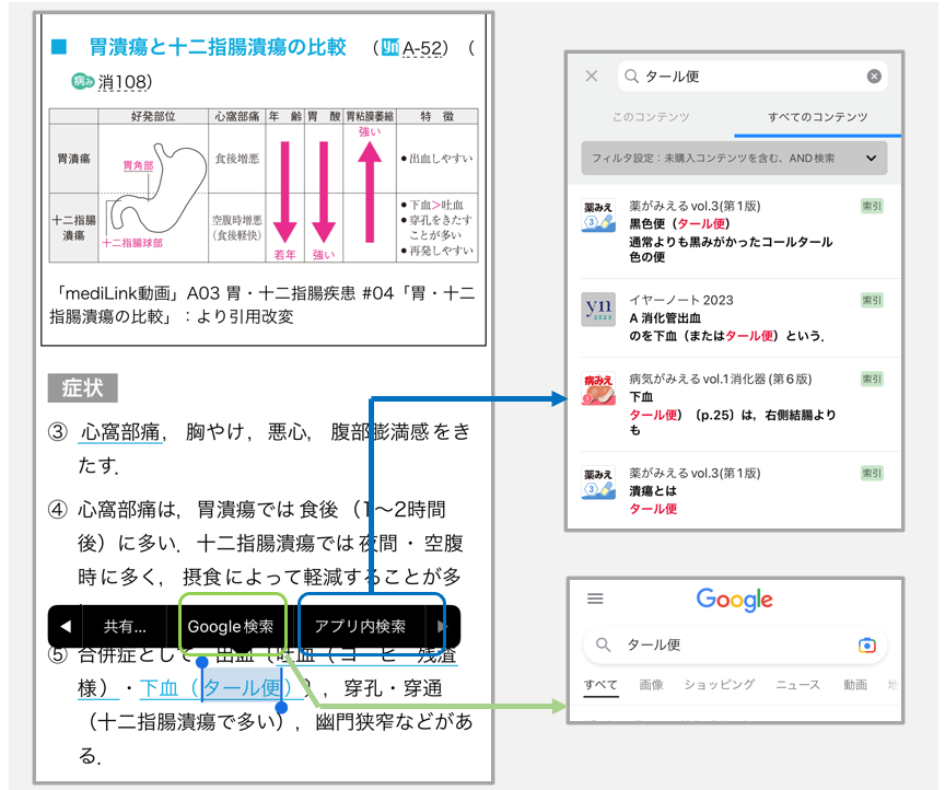 レビューブック　選択した文字列からワンタッチで検索！