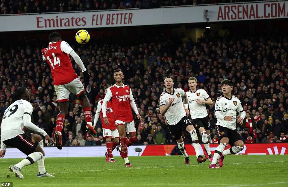 The young striker rose highest to head home for the hosts and level the scoring midway through the first-half at the Emirates
