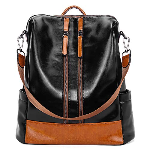 CLUCI Women's Backpack Leather Anti-theft Backpack Elegant Detachable Ladies Shoulder Bag Black...