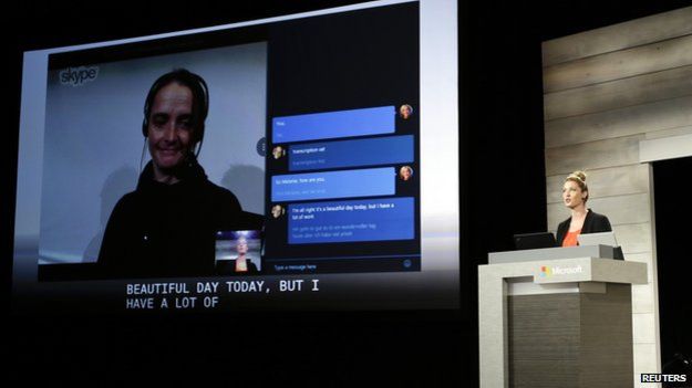 Demonstration of Skype translate at a conference by Microsoft