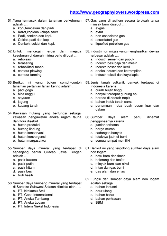 Geografi Sma Kumpulan Soal Geografi Kelas Xi