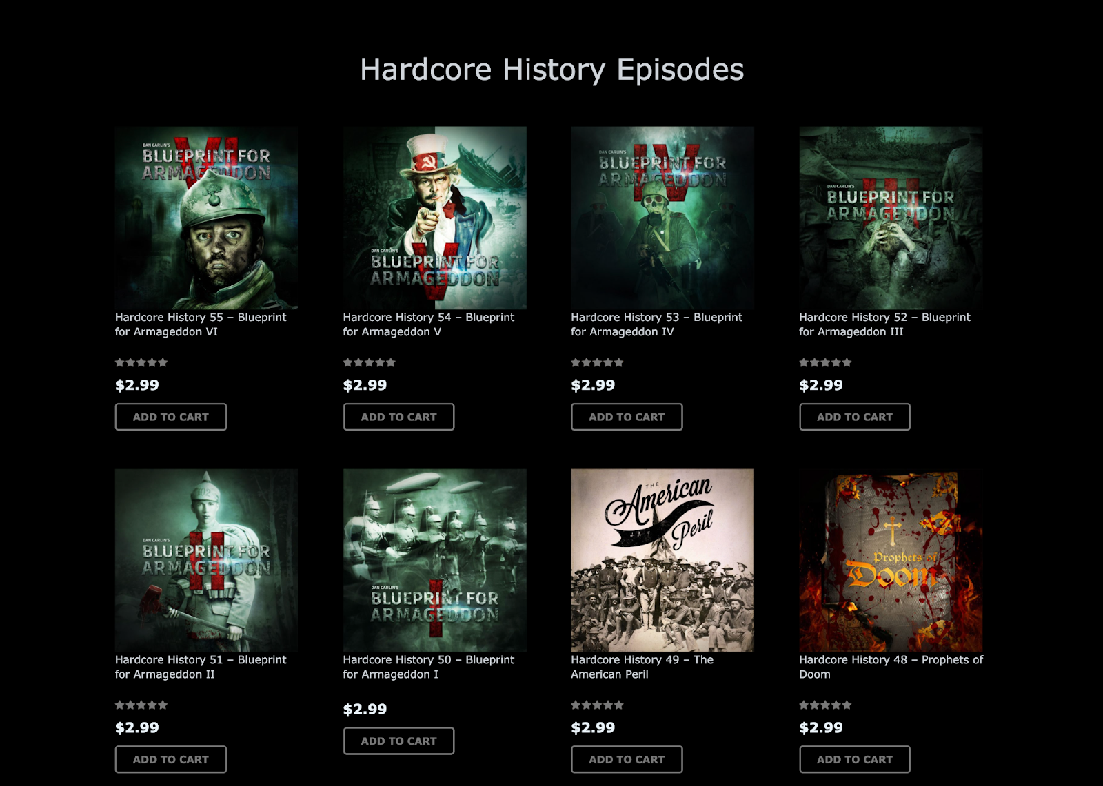Here's an example of the Hardcore History podcast subscription model.