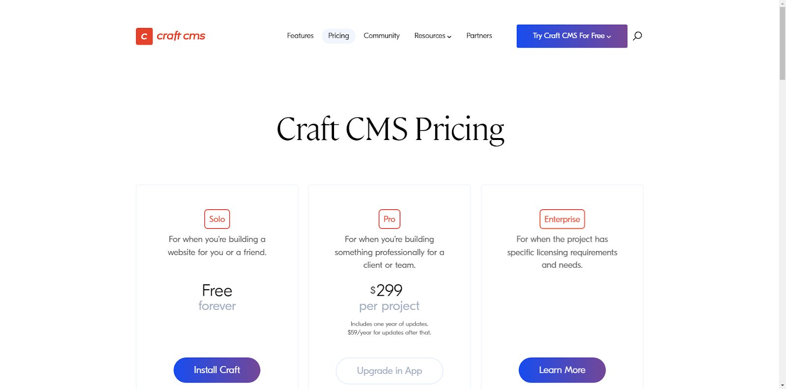 craft cms pricing