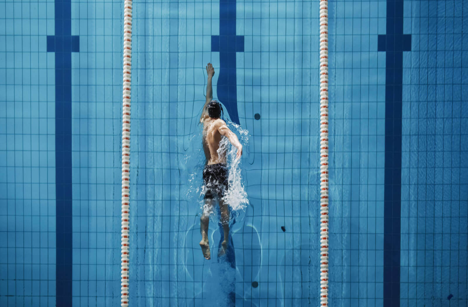 A professional athlete swimmer is in training.