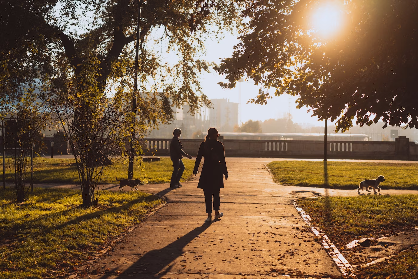 A lady walking in the morning