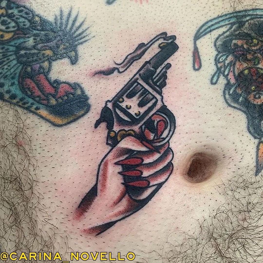 Colored Gun Tattoo