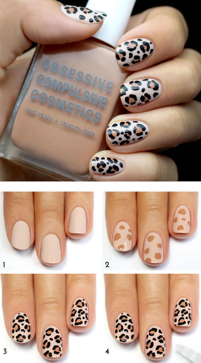 nailart bilder, leopard-muster selber machen, nägel lackieren