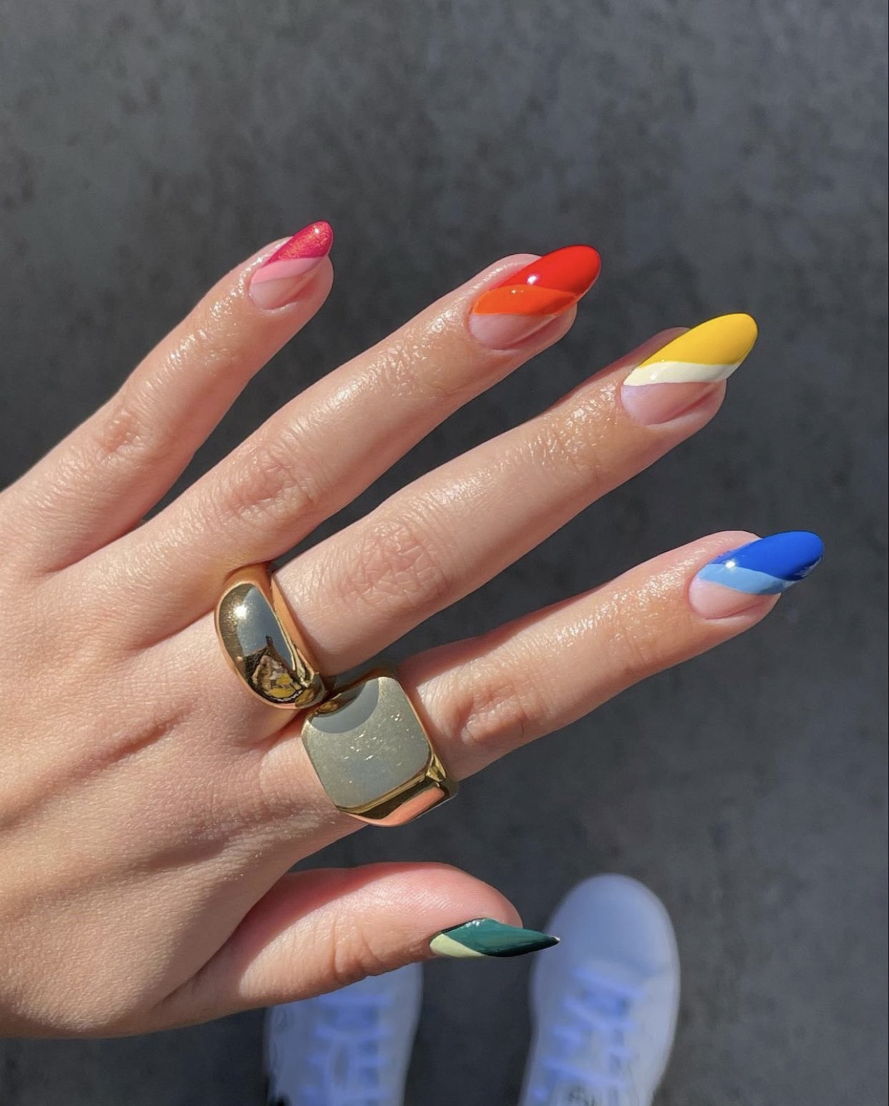 easy block color rainbow nails