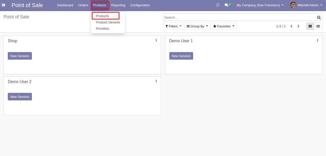 Go to the products list to use the Odoo POS order margin module.