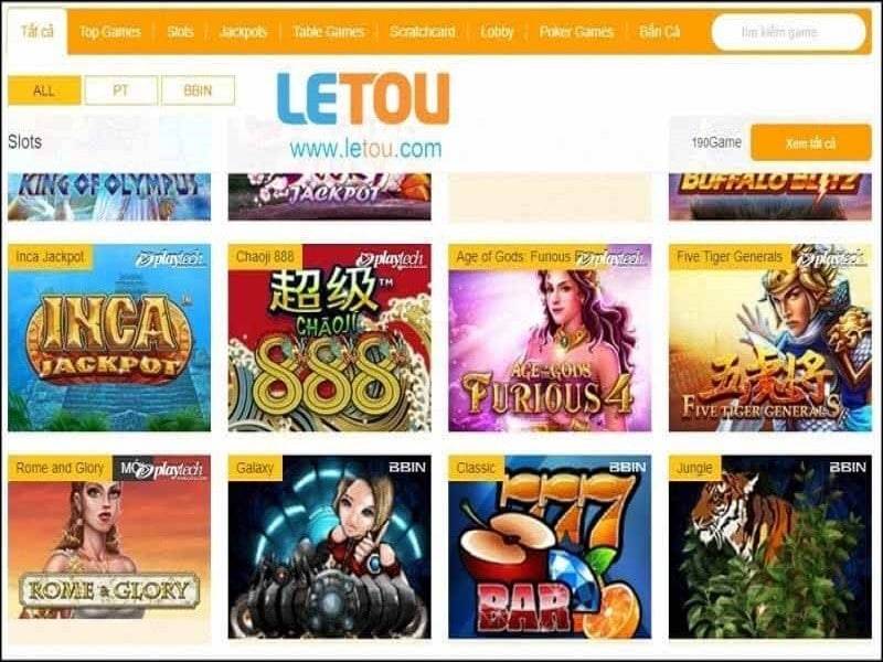Letou cung cấp hơn 500+ thể loại game với đủ màu sắc, chủ đề