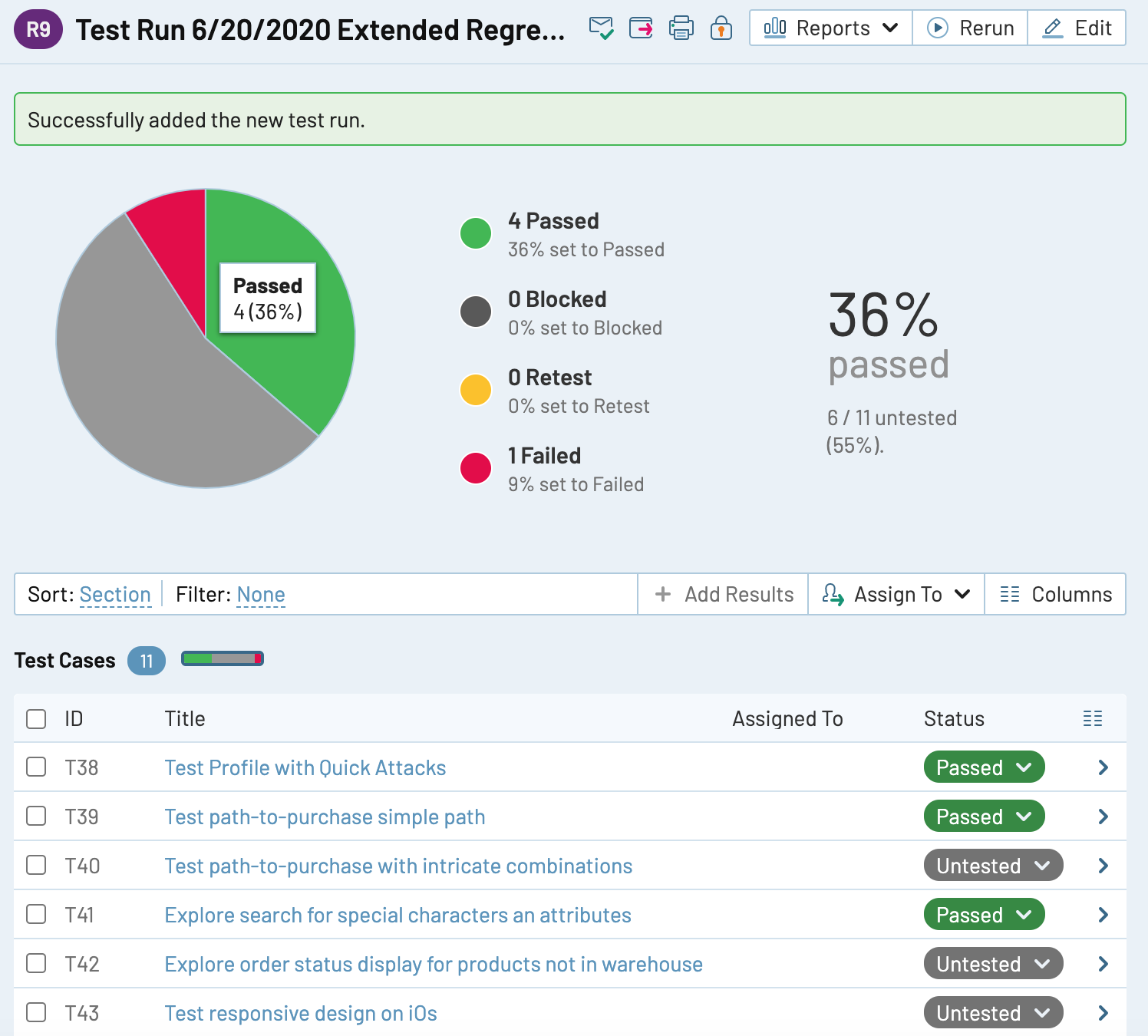 Use a dedicated test case management platform like TestRail as your exploratory testing tool to manage, organize, track, and streamline the process of producing reports for your exploratory test cases.