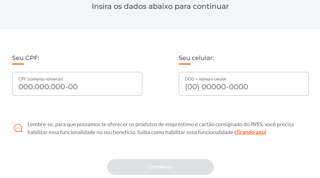 dados para cartão de crédito BMG consignado