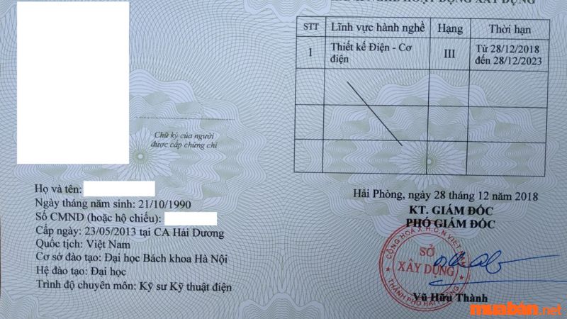  Bằng cấp và chứng chỉ nghề điện công trình